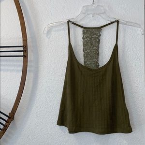 Olive green flowy crop top